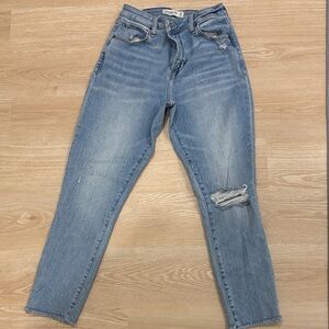 Abercrombie & Fitch Light Blue Distressed Cropped Jeans- Curve love